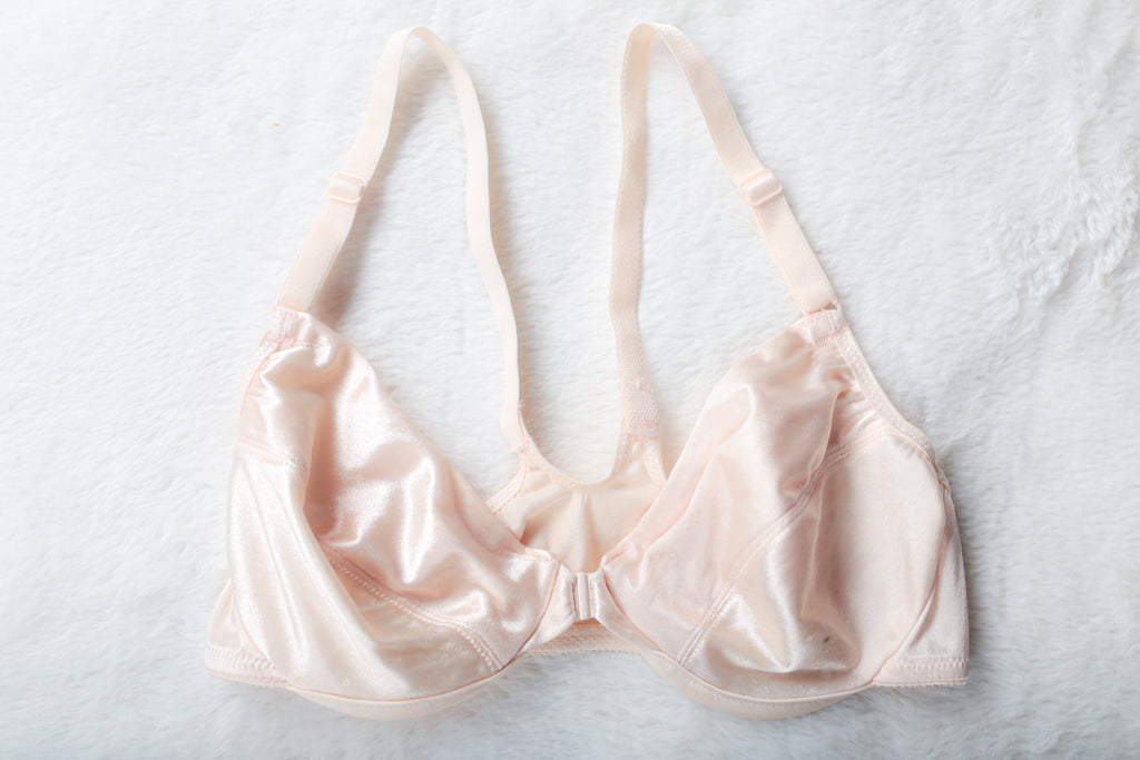 Victoria's Secret Vintage 90s Unlined Satin Front-close Racerback Bra Beige 34B
