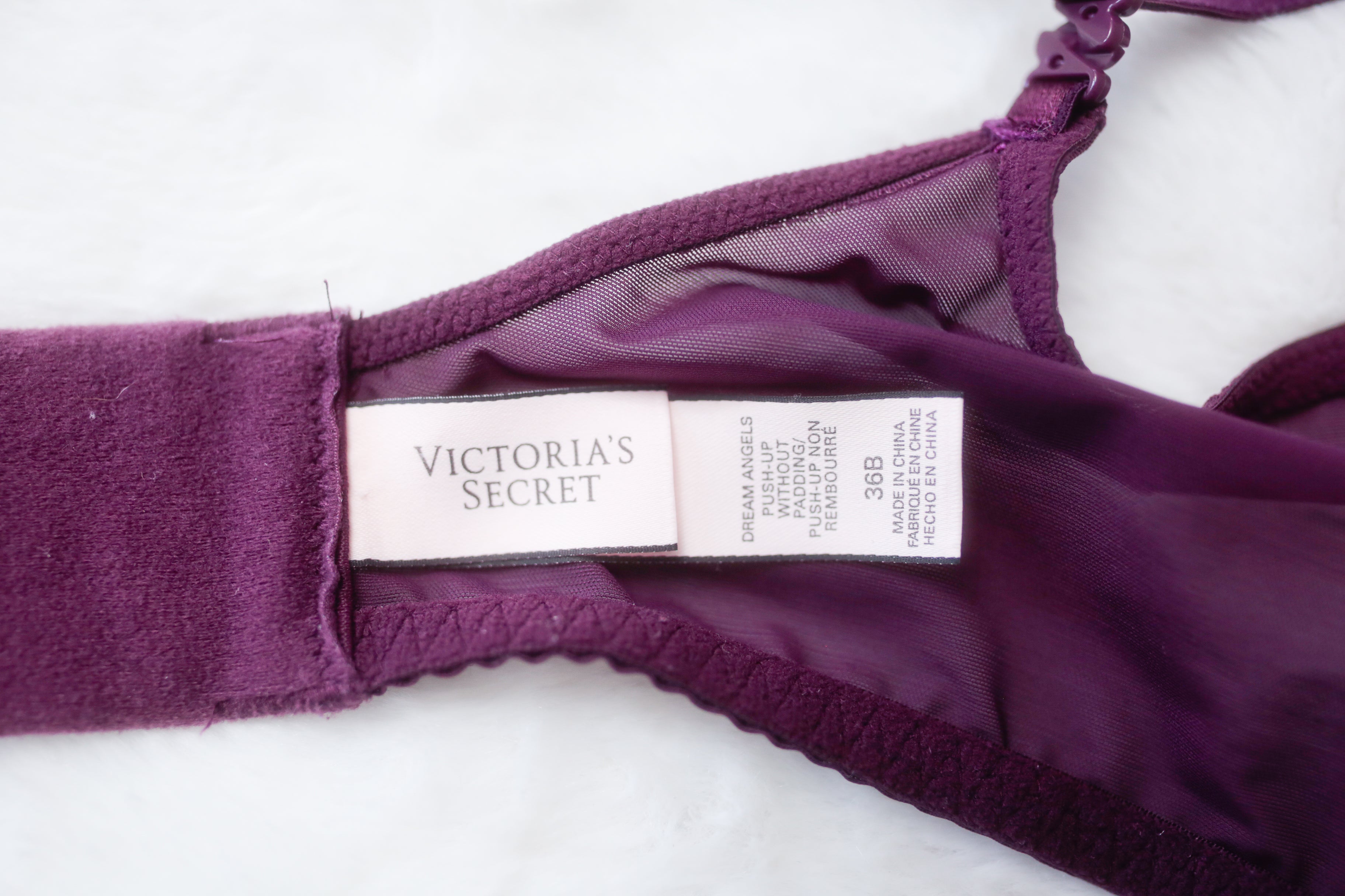 Victoria's Secret 36B Dream Angels Push-up without Padding Bra Purple Lace