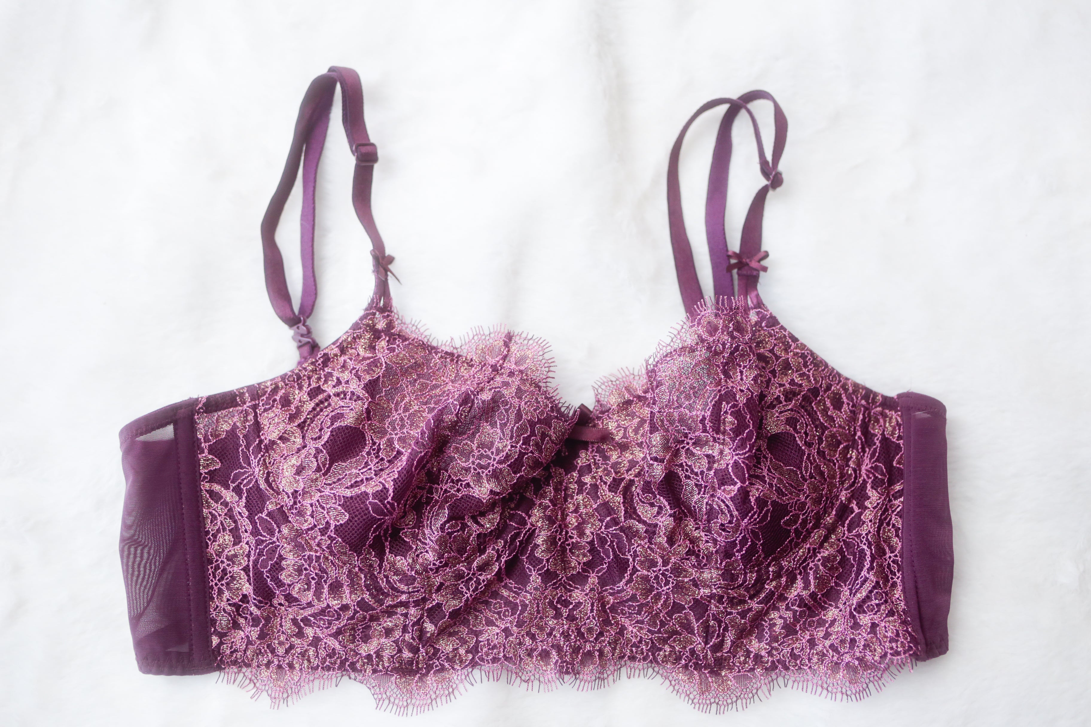 Victoria's Secret 36B Dream Angels Push-up without Padding Bra Purple Lace