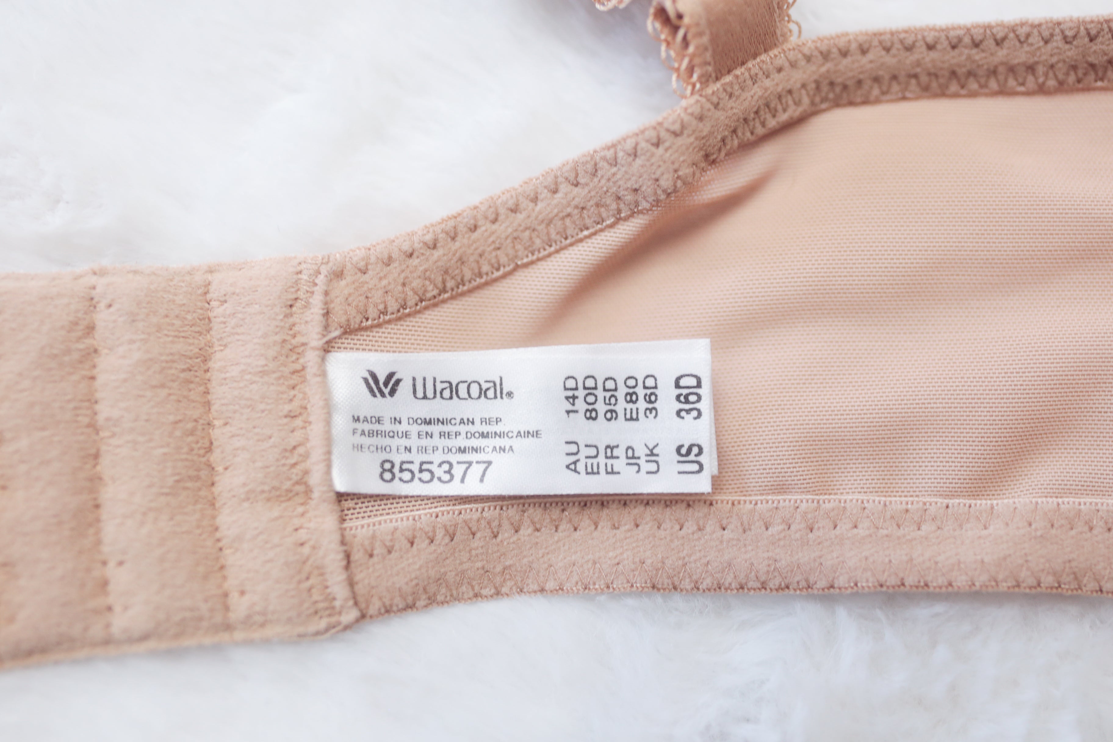 Wacoal 36D Side Note 855377 Lined Underwire Bra Beige