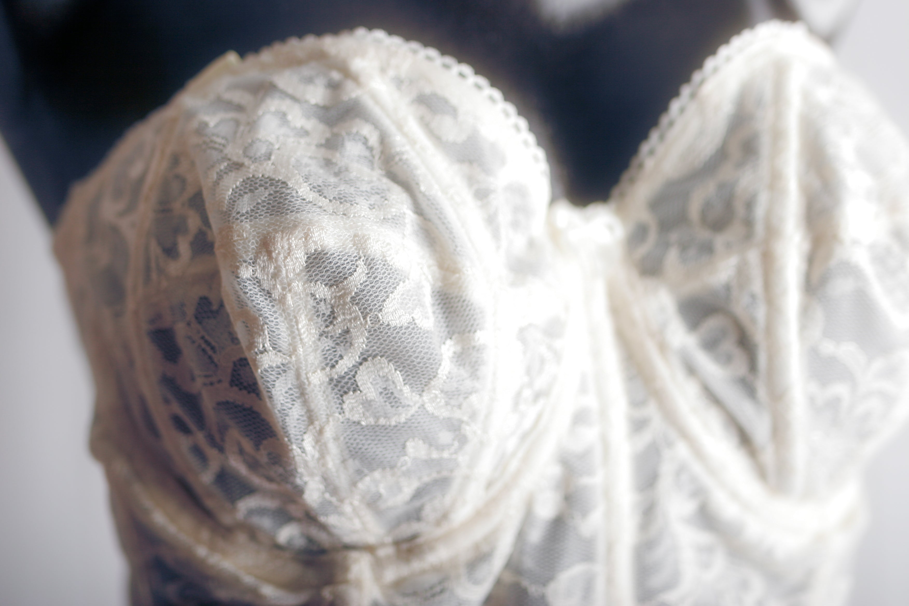 Goddess 34D Unlined Bustier Corset Low Back Boned Bra White