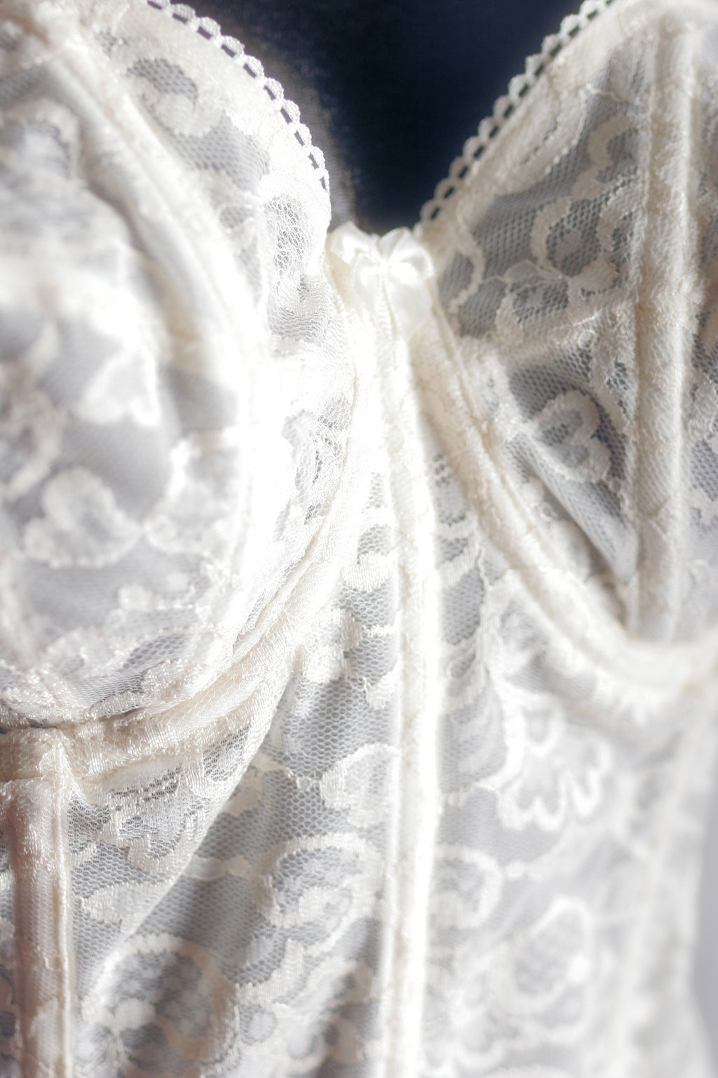 Goddess 34D Unlined Bustier Corset Low Back Boned Bra White