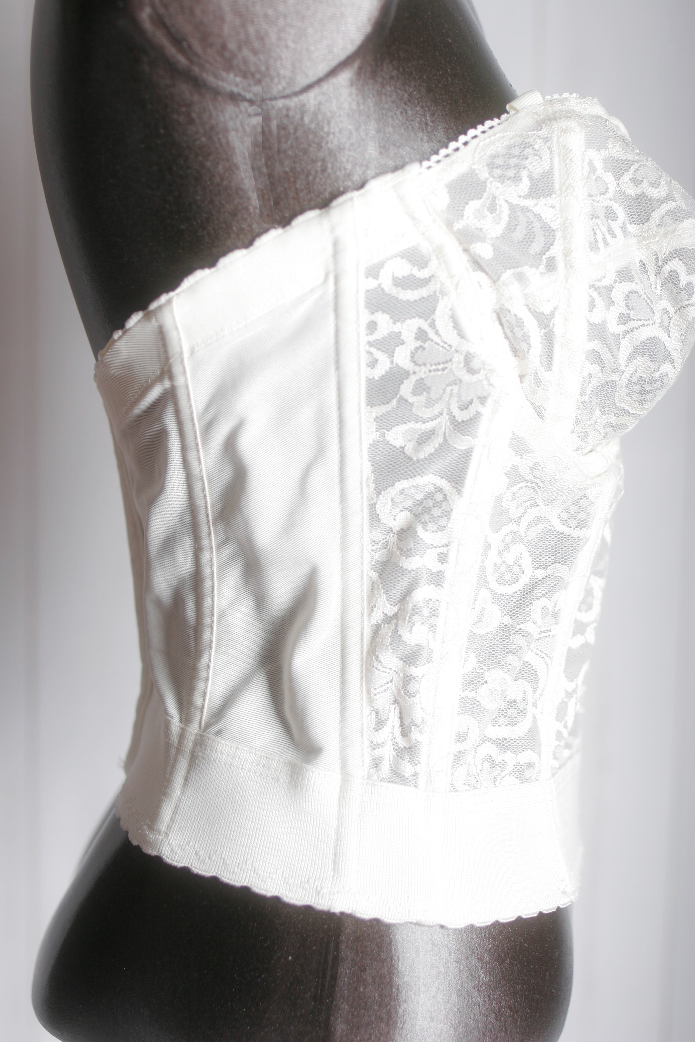 Goddess 34D Unlined Bustier Corset Low Back Boned Bra White