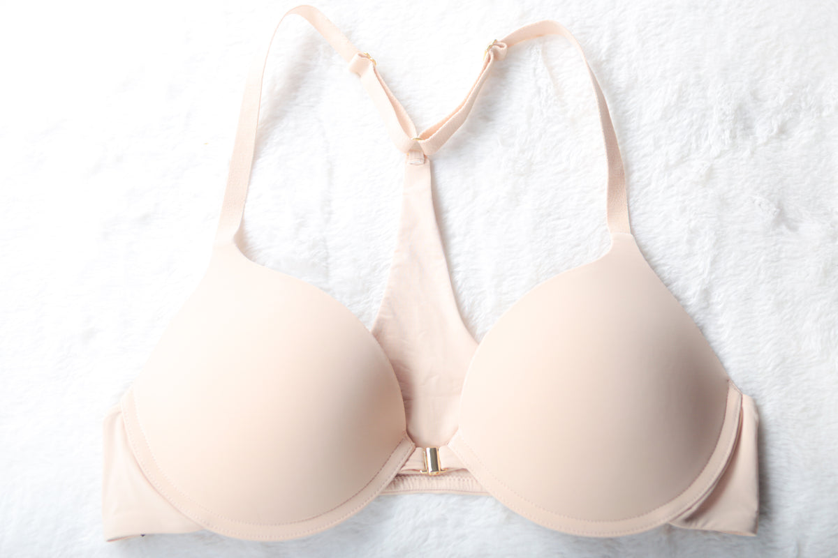Pepper Padded Seamless Underwire Racerback Front Close T-shirt Bra Beige 38A