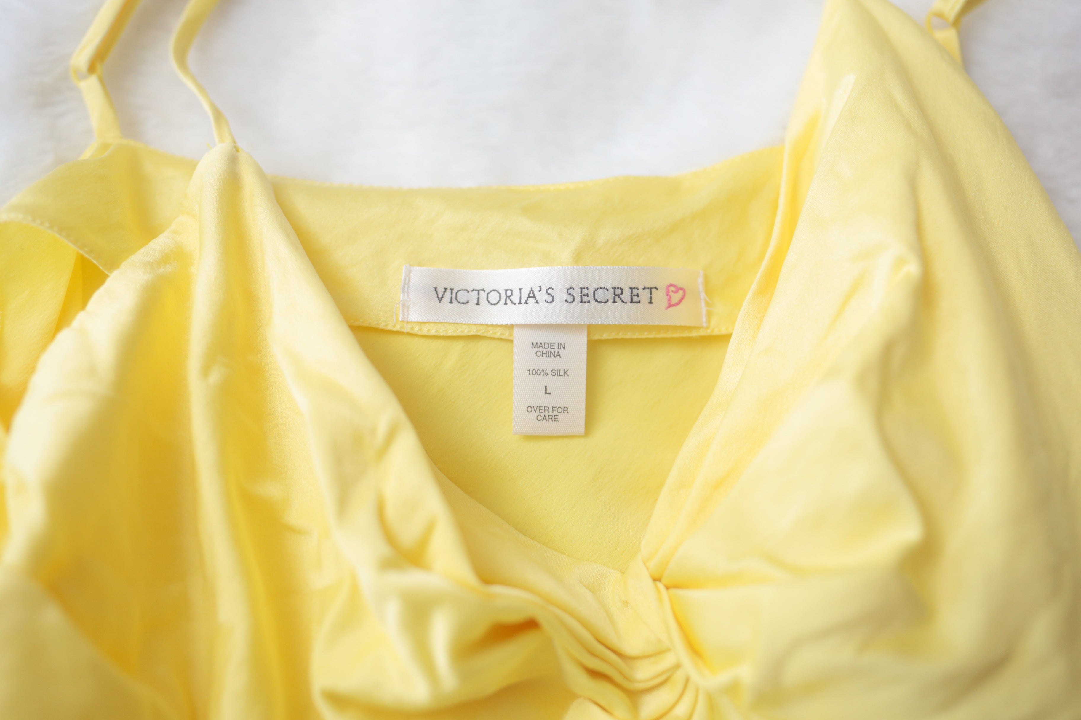 Victoria's Secret Vintage 100% Silk Chemise Cami 90s Butter Yellow Lingerie: Size Large