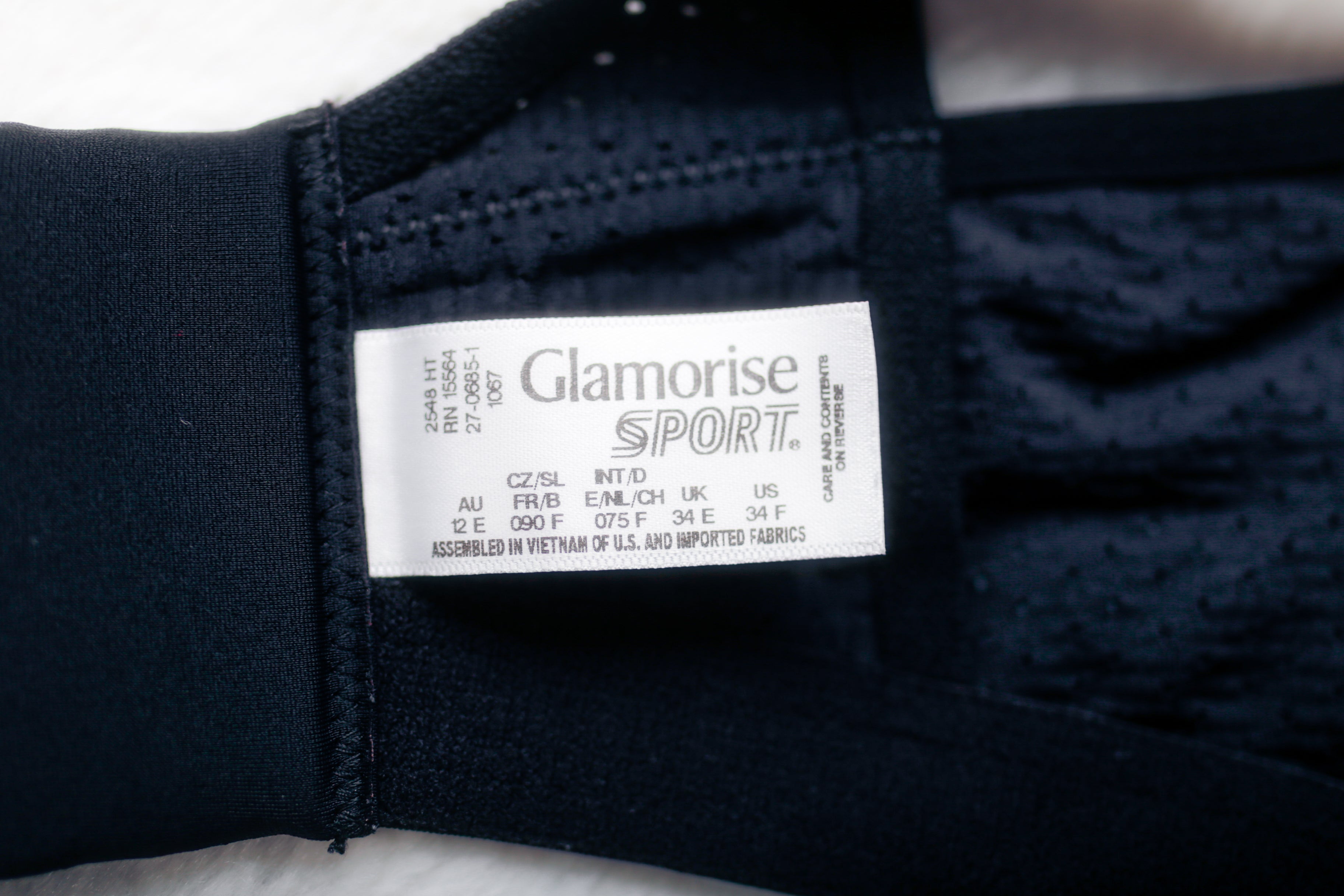 Glamorise US 34F UK 34E No Bounce Camisole Elite Wireless Sports Bra Black 1067