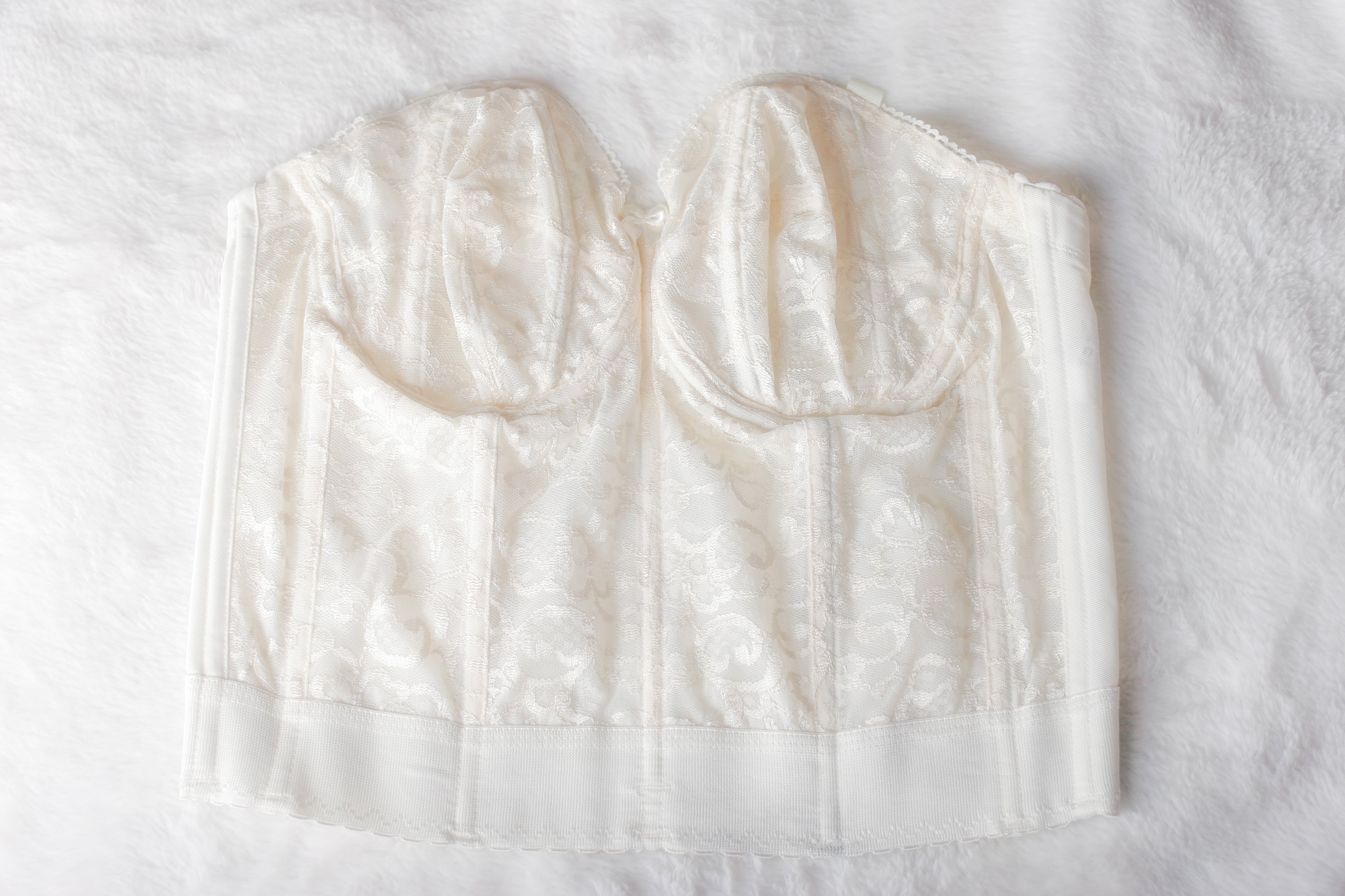 Goddess 34D Unlined Bustier Corset Low Back Boned Bra White