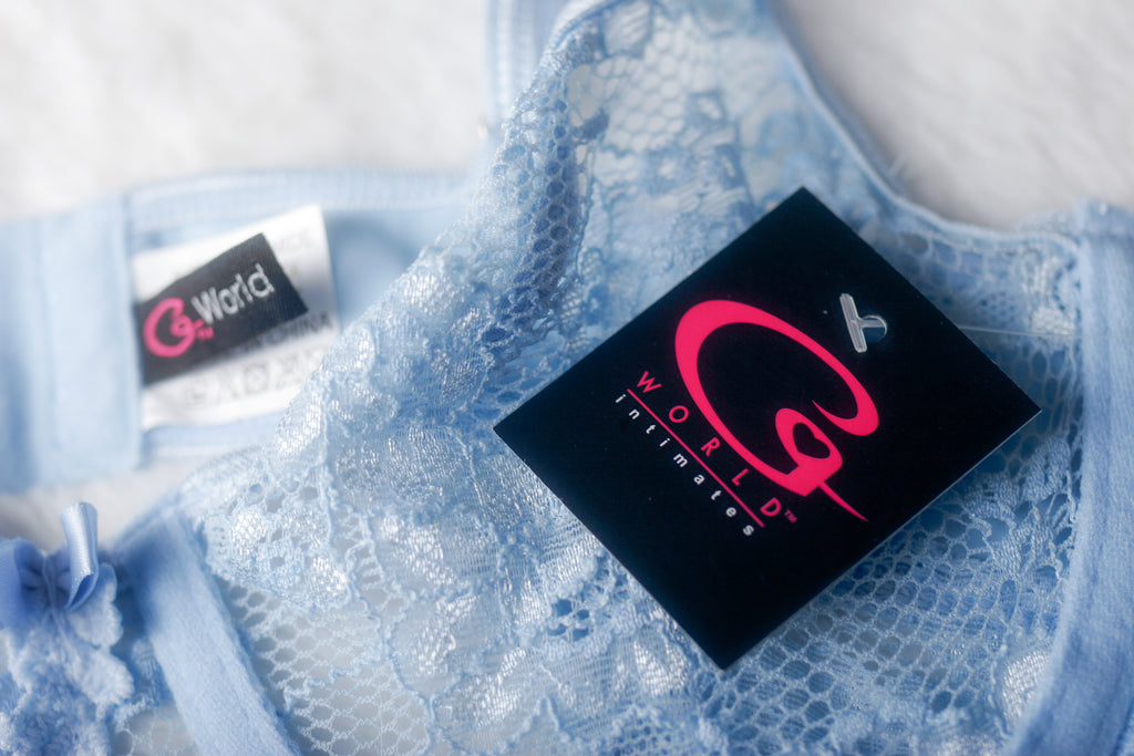 Sheer Lace Babydoll Chemise Lingerie with Suspender Straps Medium Light Blue NEW