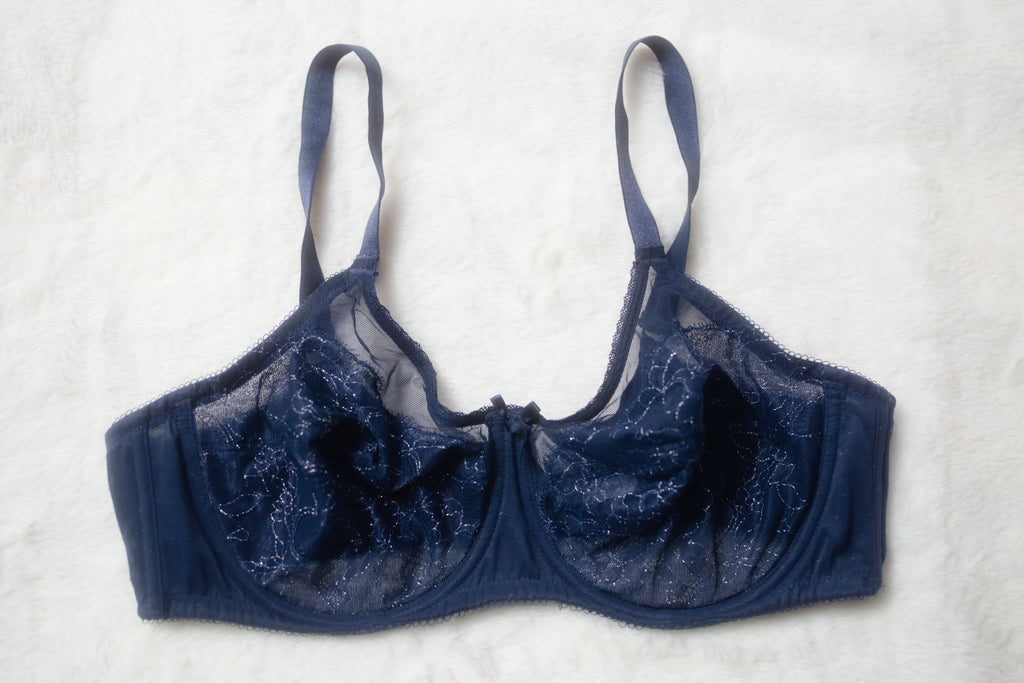 Wacoal 40C Retro Chic 855186 Full Figure Underwire Lace Bra Blue