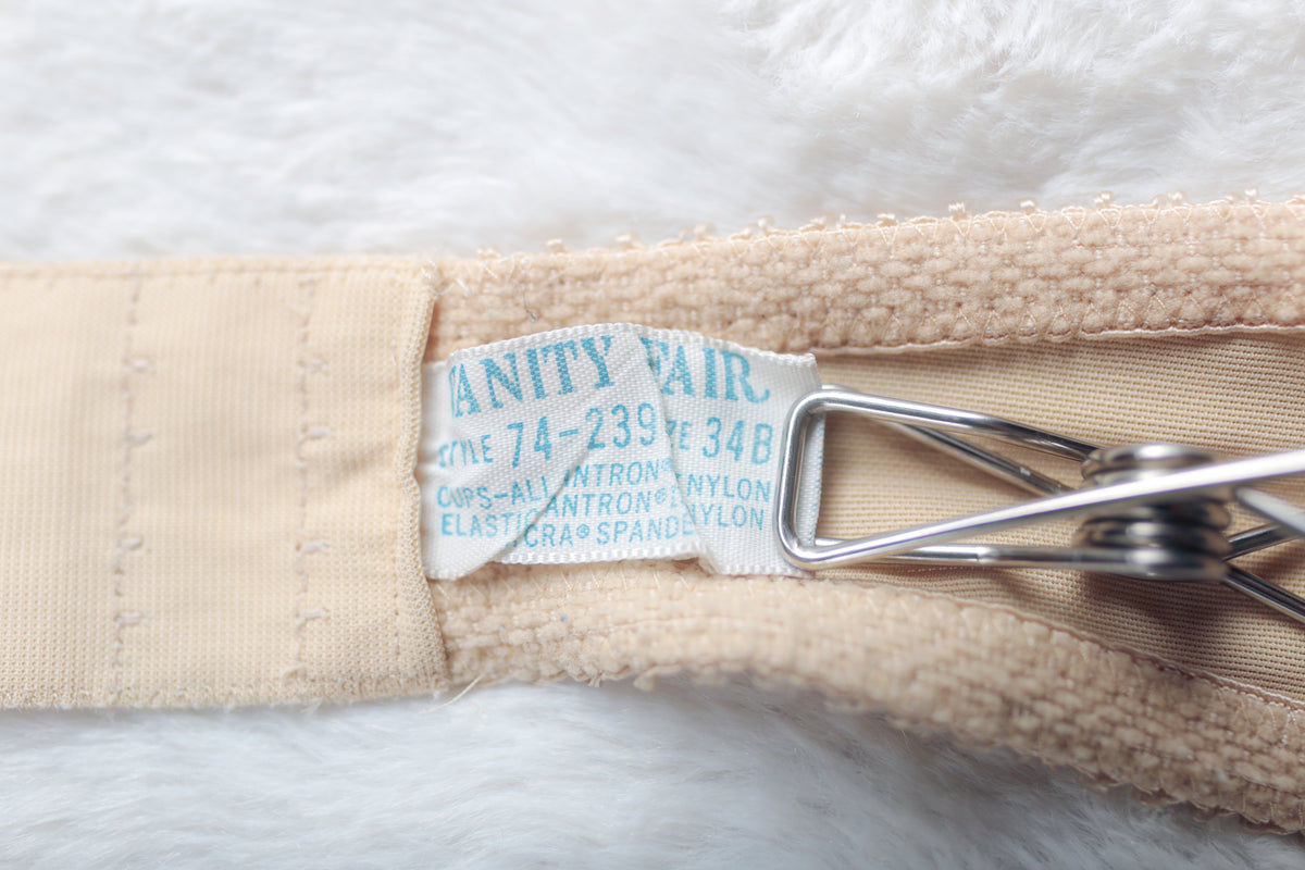 Vanity Fair 74-239 Vintage Satin Underwire Strapless Bra USA-made Beige 34B