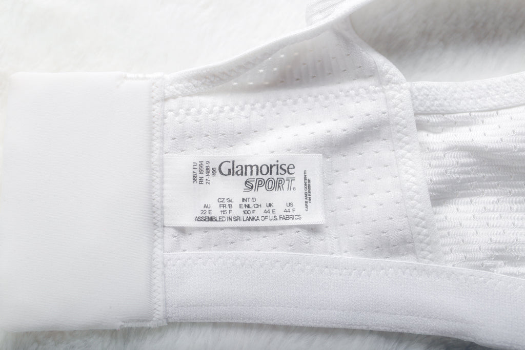 Glamorise Sport US 44F UK 44E Custom Control Wireless Sports Bra White 1166