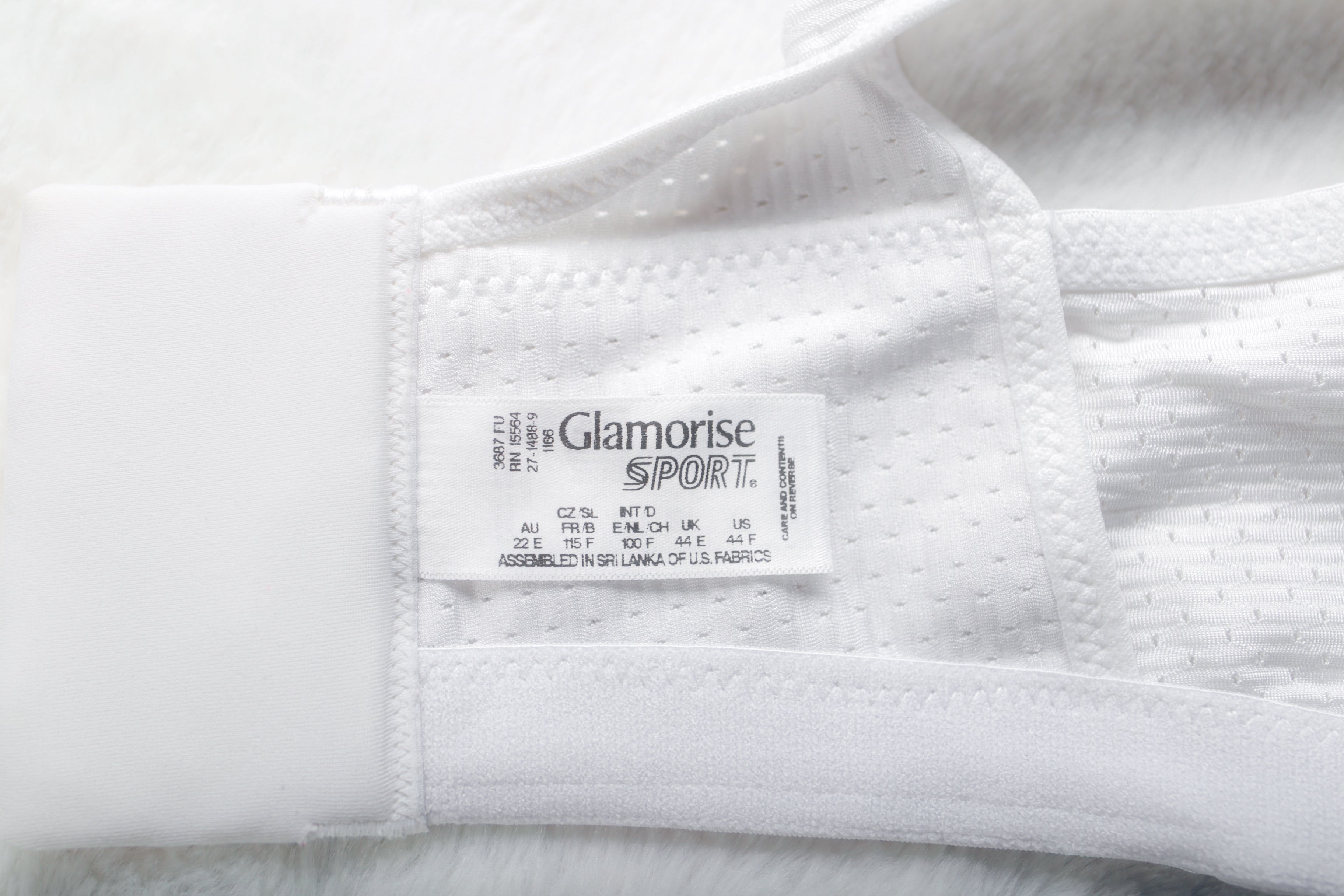 Glamorise Sport US 44F UK 44E Custom Control Wireless Sports Bra White 1166