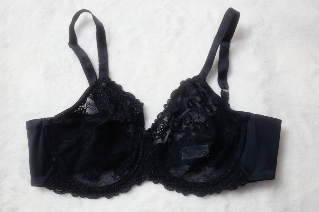 Wacoal 40C Renaissance Rose 85720 Unlined Lace Underwire Bra Black