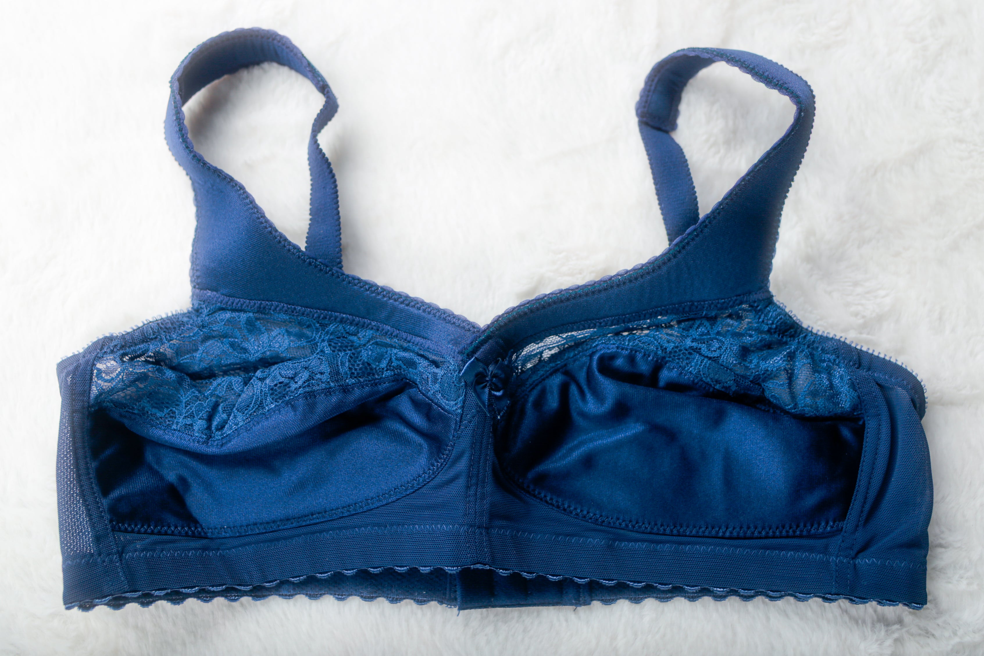 Glamorise 38B MagicLift Cotton Soft Cup Full Coverage Wireless Bra Blue 1000