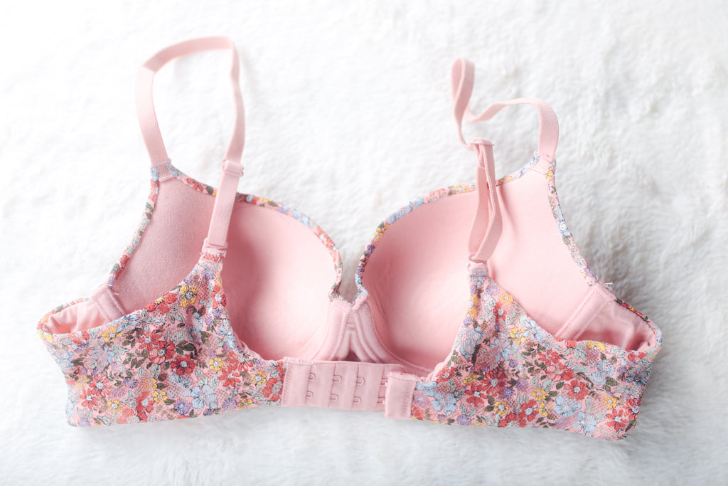No Boundaries Molded Seamless Underwire Push-up T-shirt Bra Pink Floral 34A