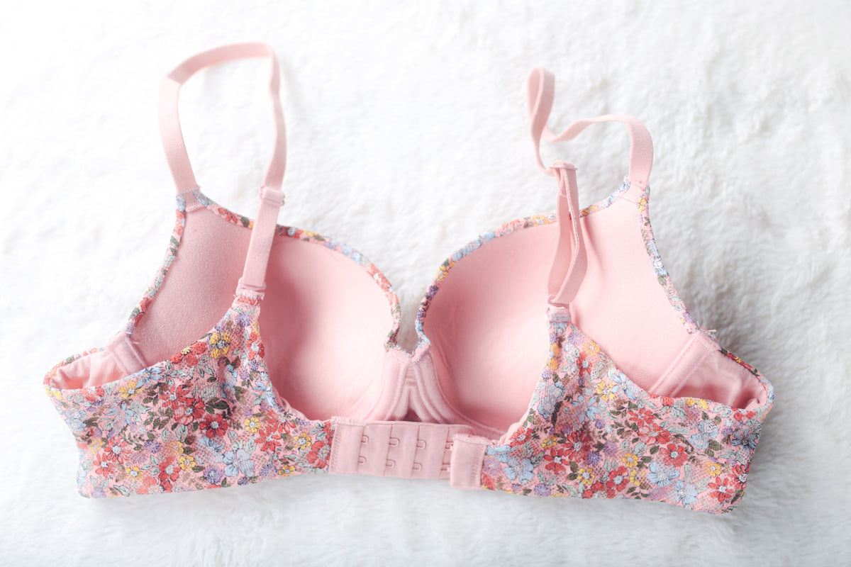 No Boundaries Molded Seamless Underwire Push-up T-shirt Bra Pink Floral 34A