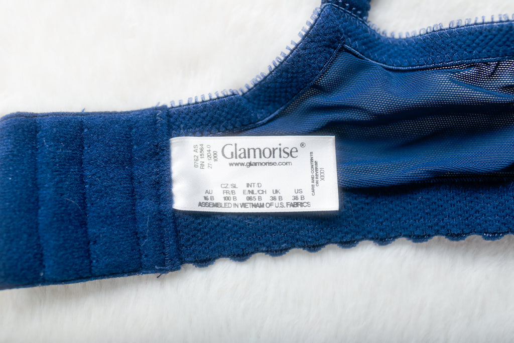 Glamorise 38B MagicLift Cotton Soft Cup Full Coverage Wireless Bra Blue 1000