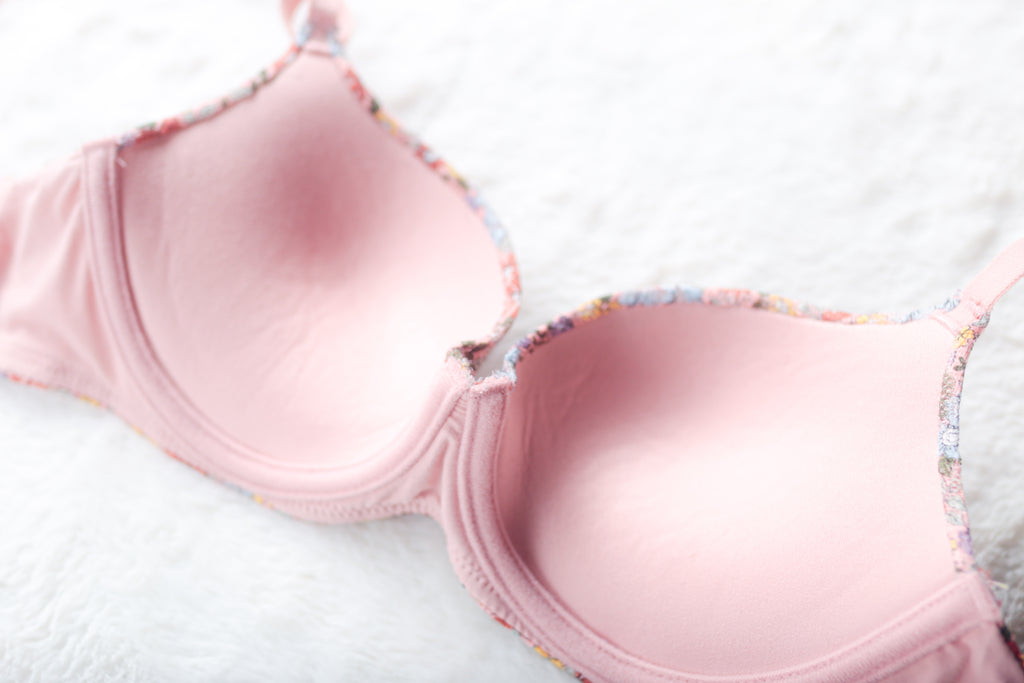 No Boundaries Molded Seamless Underwire Push-up T-shirt Bra Pink Floral 34A