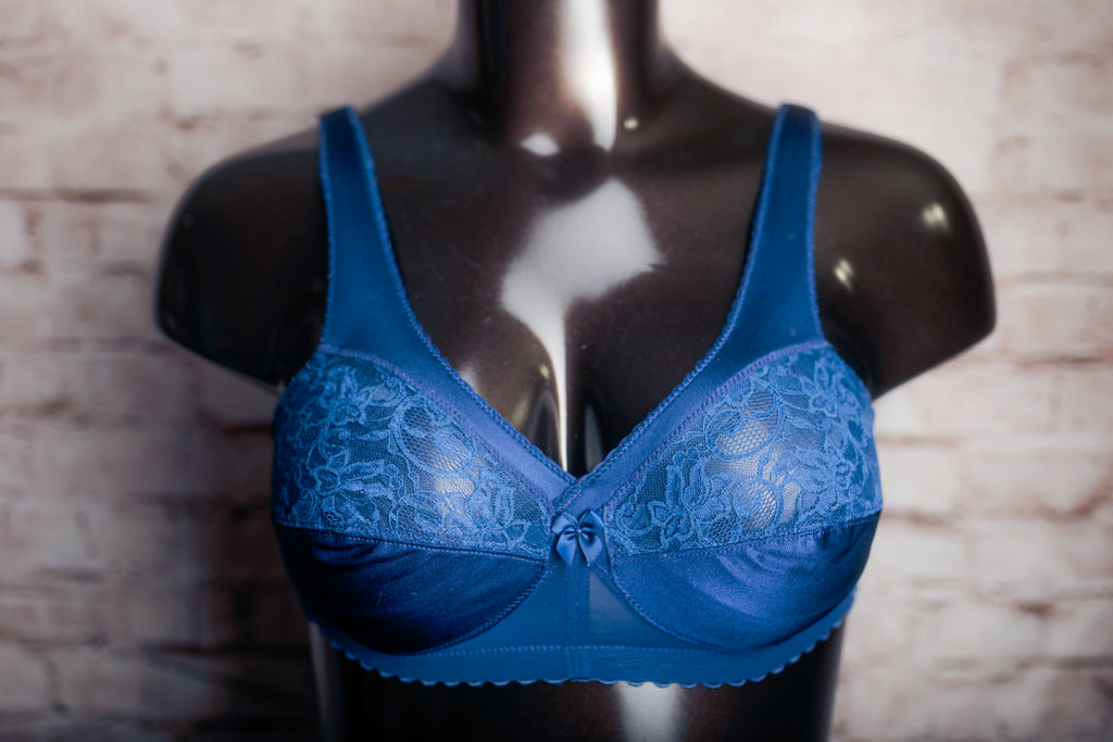 Glamorise 38B MagicLift Cotton Soft Cup Full Coverage Wireless Bra Blue 1000