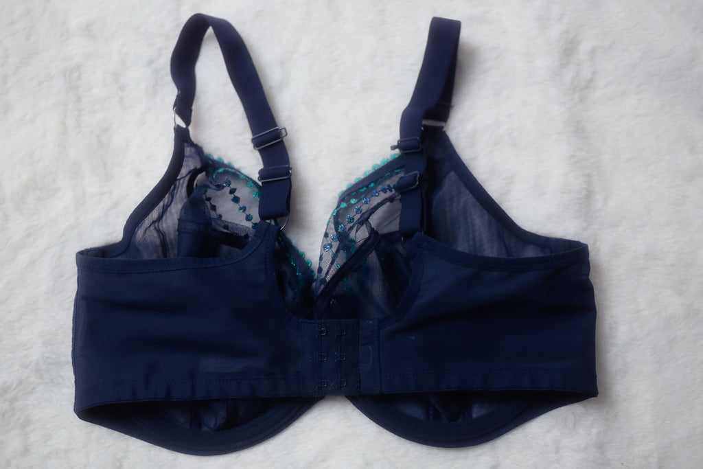 Elomi US 36I / UK 36G Matilda EL8900 Underwire Sheer Full-coverage J-hook Bra Blue