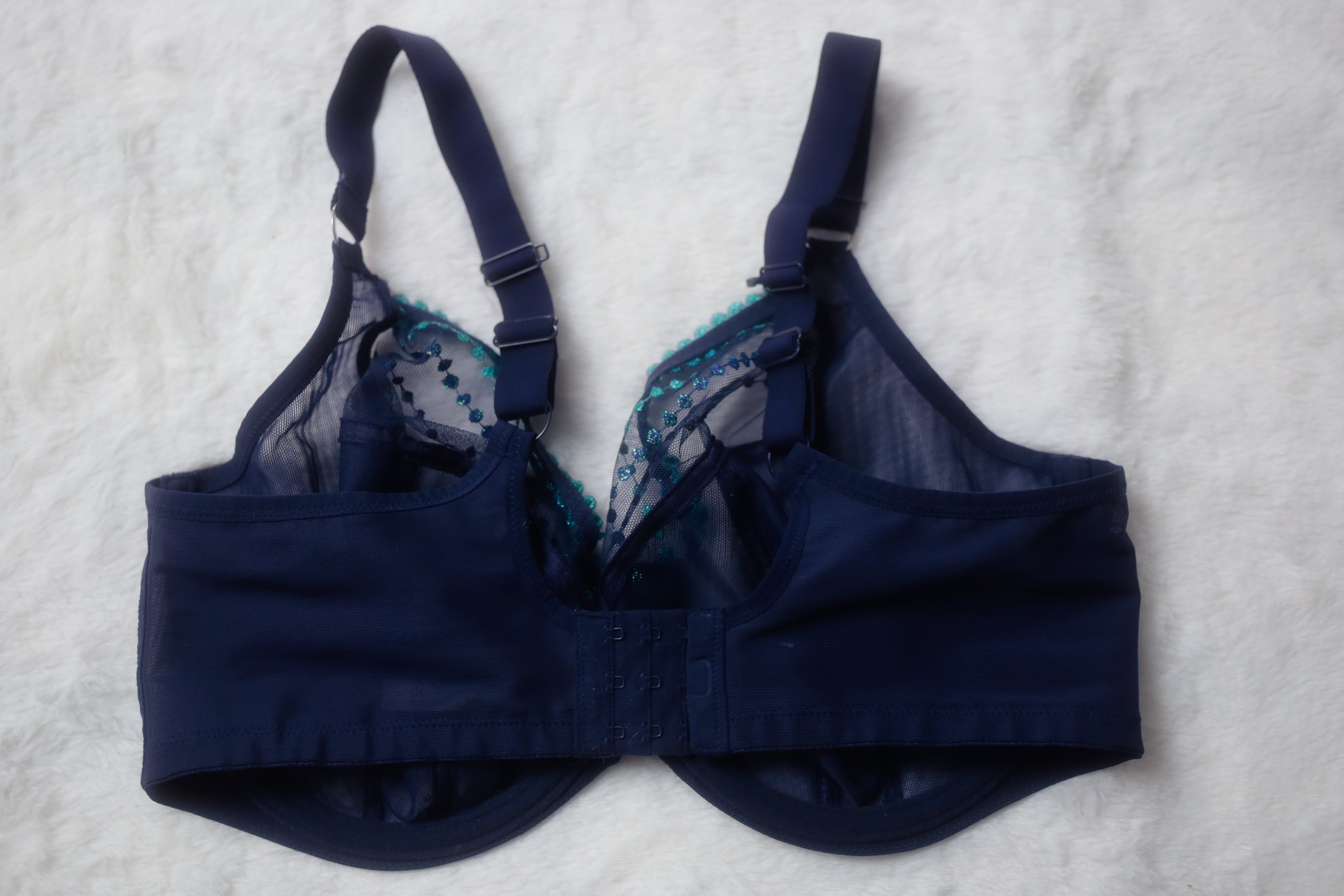 Elomi US 36I / UK 36G Matilda EL8900 Underwire Sheer Full-coverage J-hook Bra Blue