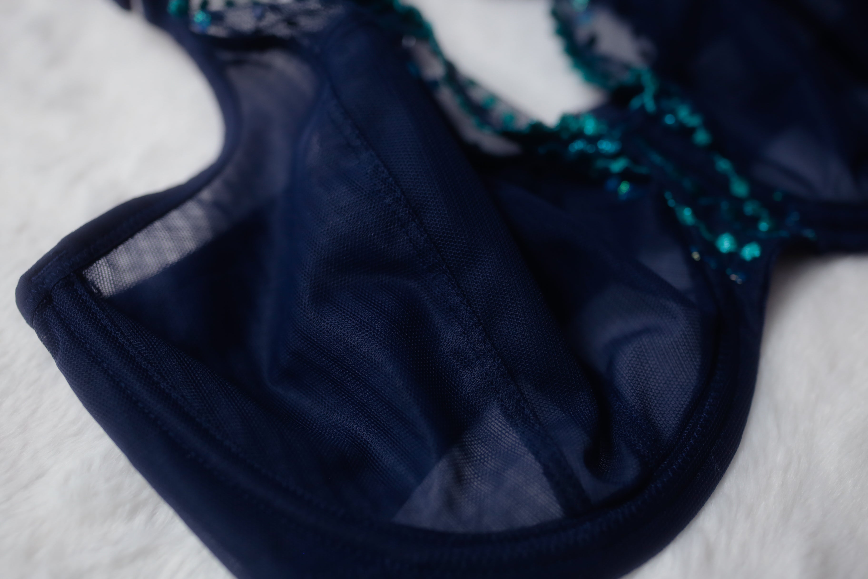 Elomi US 36I / UK 36G Matilda EL8900 Underwire Sheer Full-coverage J-hook Bra Blue