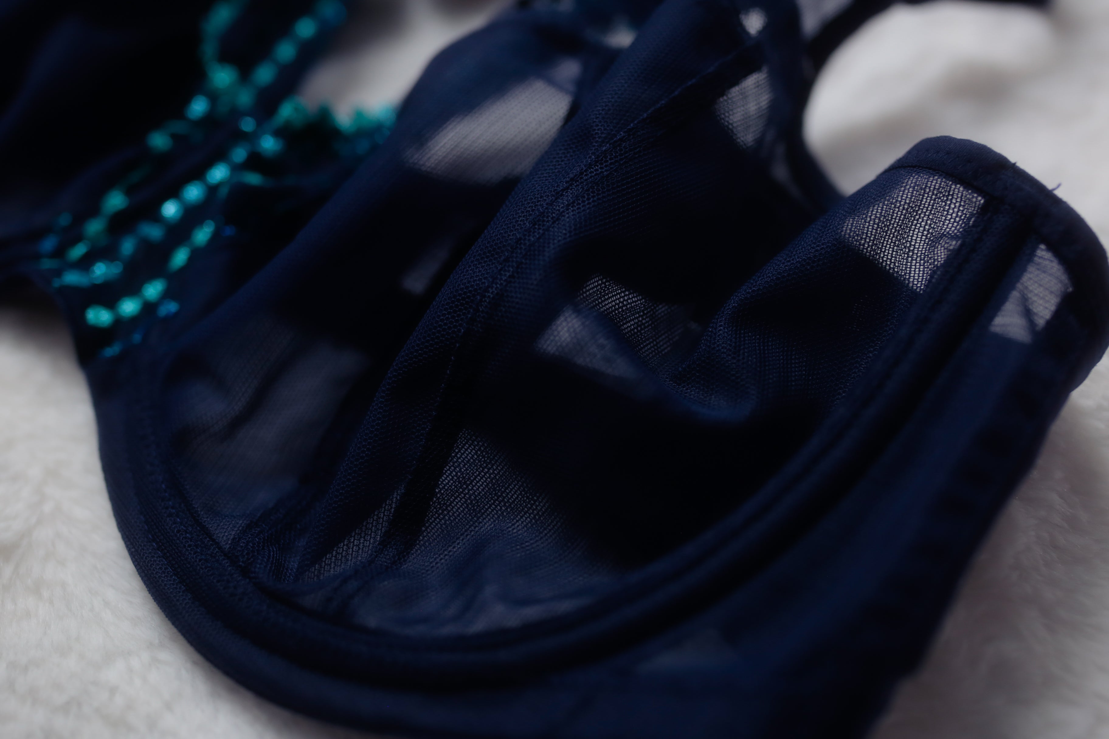 Elomi US 36I / UK 36G Matilda EL8900 Underwire Sheer Full-coverage J-hook Bra Blue