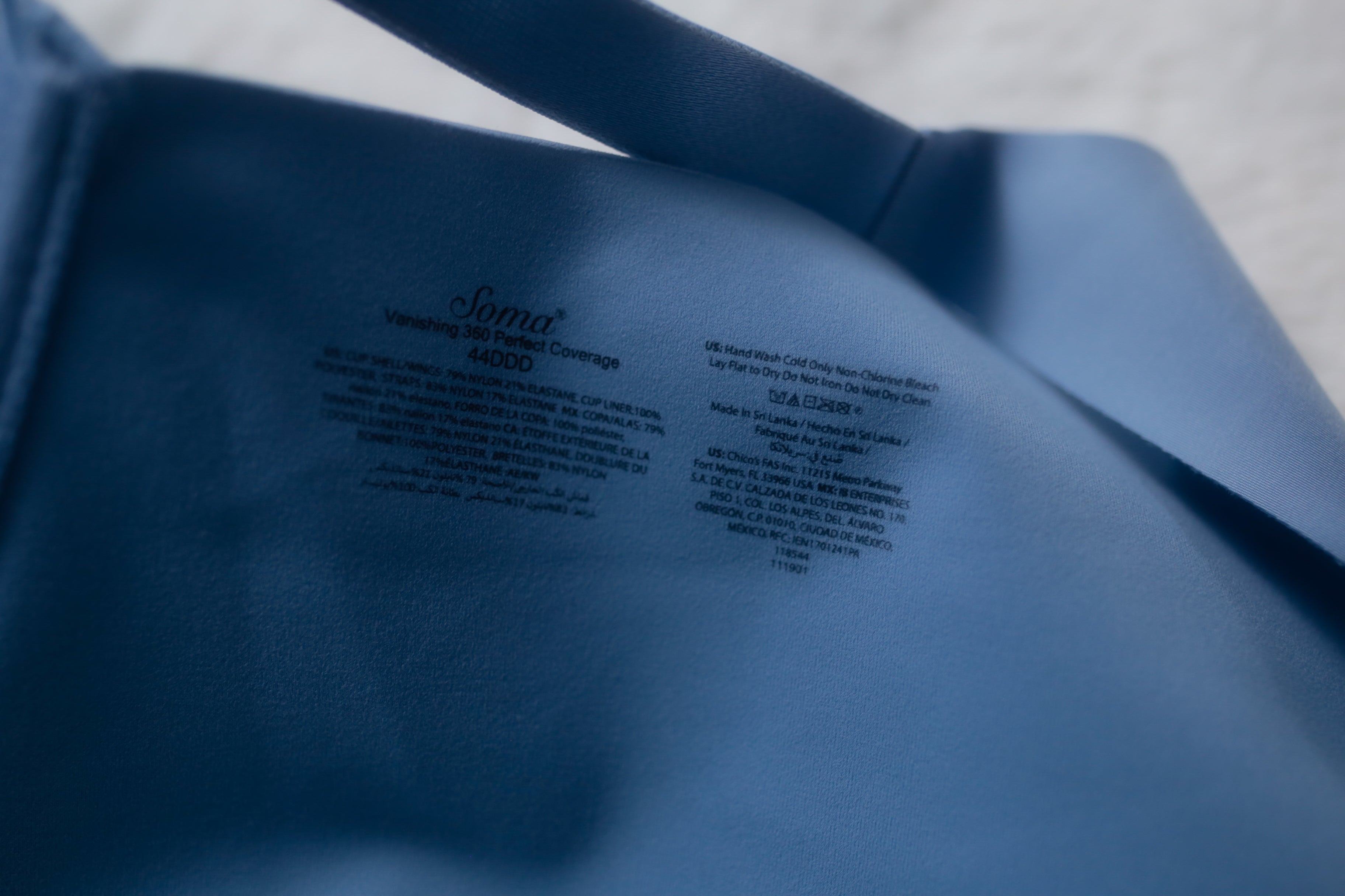 Soma 44DDD Vanishing 360 Perfect Coverage Underwire T-shirt Bra Blue