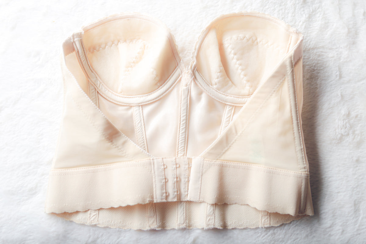 Carnival Vintage Retro Burlesque Low Back Strapless Corset Bustier Bra Beige 34B