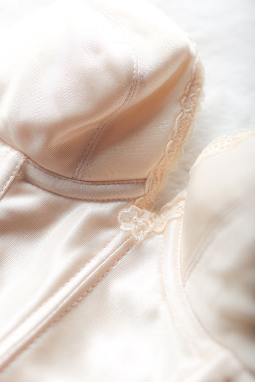 Carnival Vintage Retro Burlesque Low Back Strapless Corset Bustier Bra Beige 34B