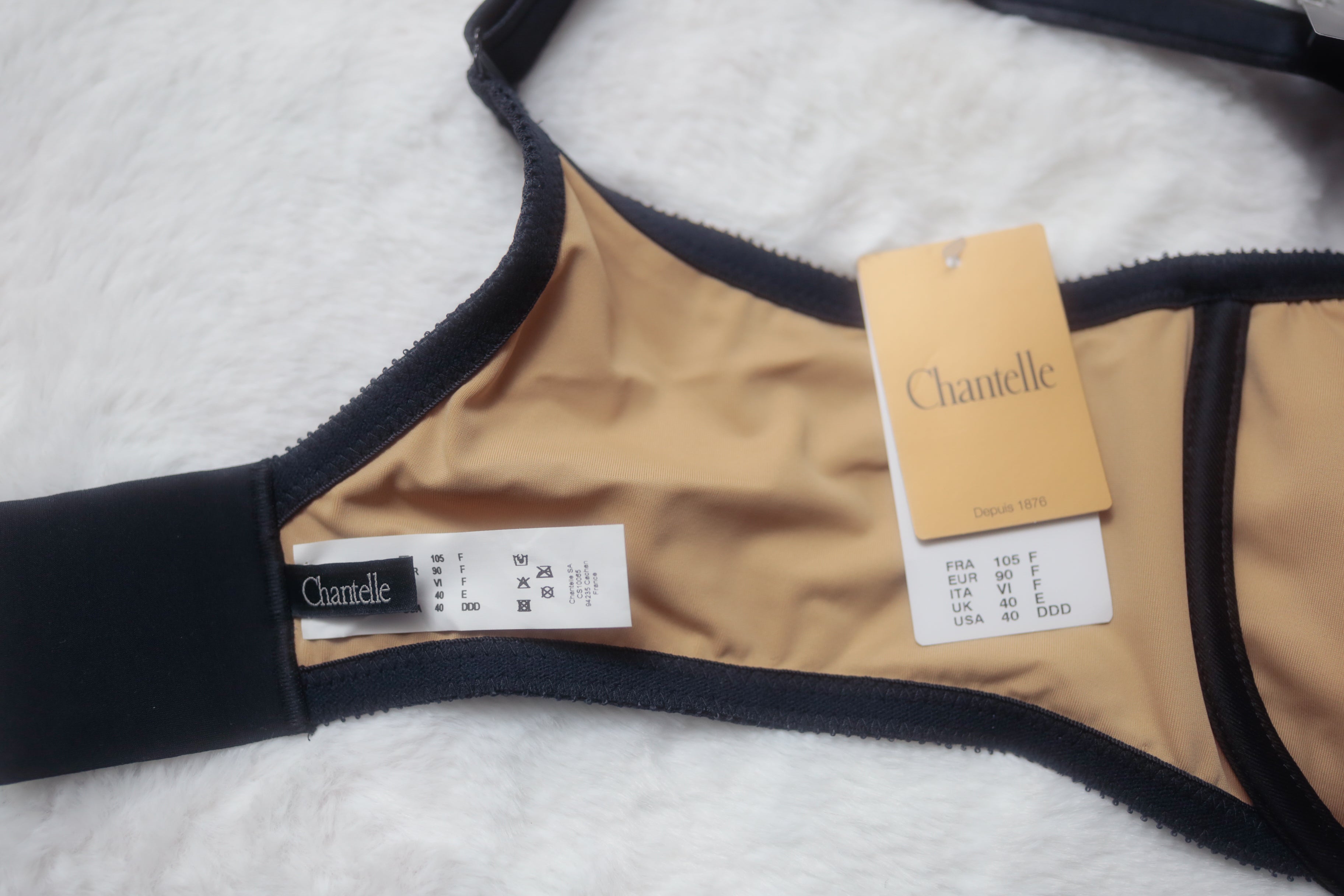 Chantelle 40DDD UK 40E C Magnifique Minimizer Seamless Lined Underwire Bra Black NEW