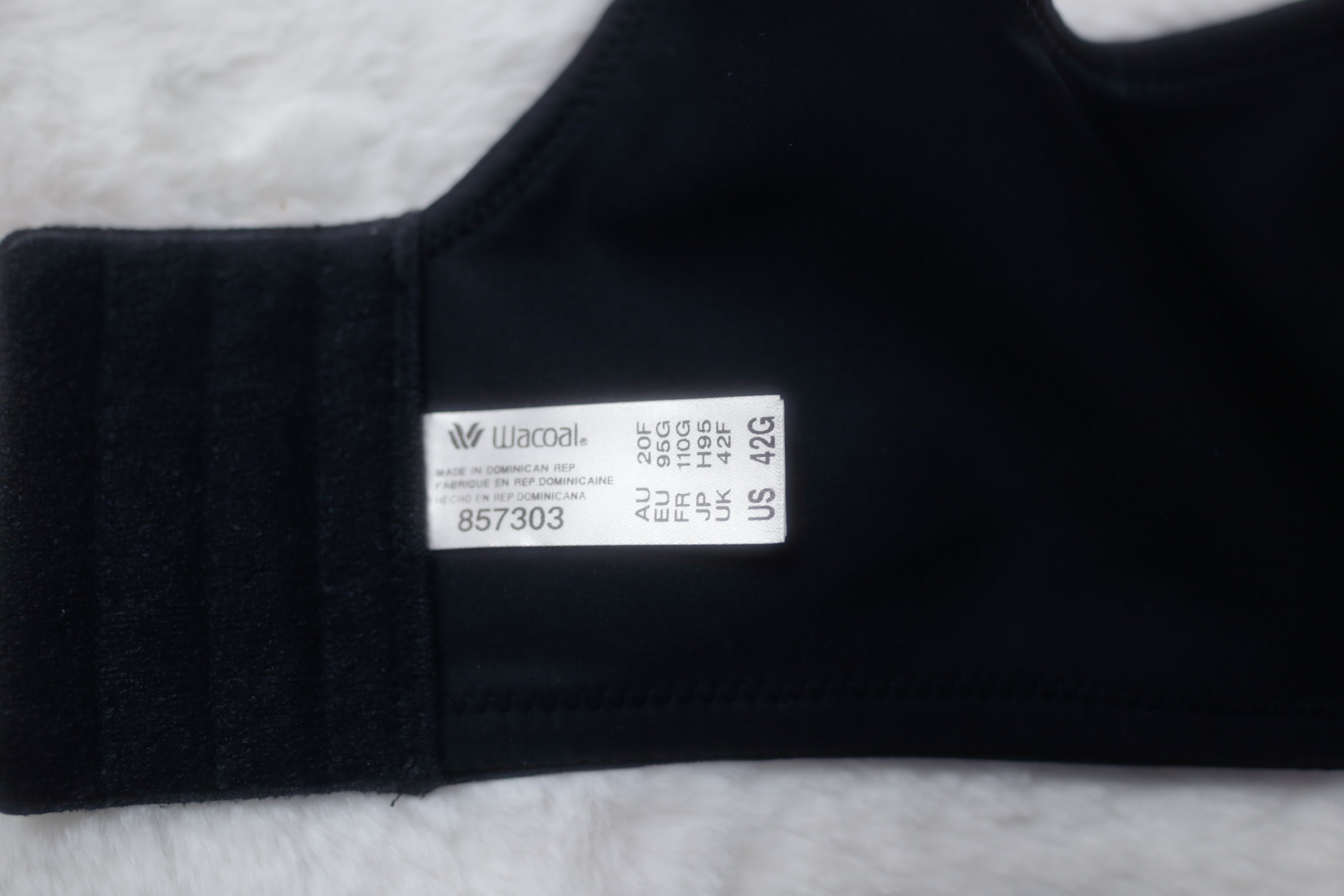 Wacoal US 42G UK 42F Back Appeal Minimizer 857303 Full Coverage Underwire Bra Black NEW