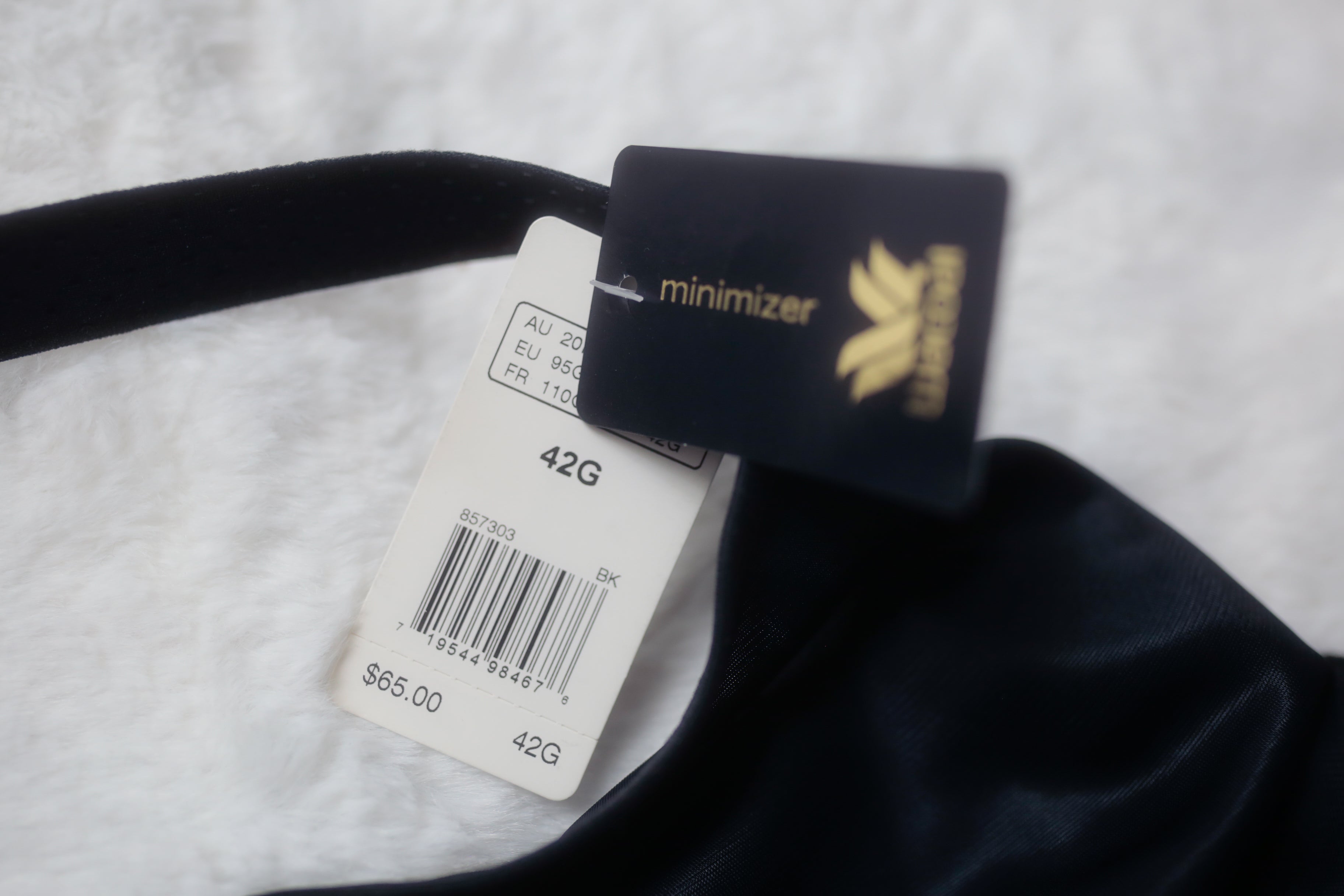 Wacoal US 42G UK 42F Back Appeal Minimizer 857303 Full Coverage Underwire Bra Black NEW