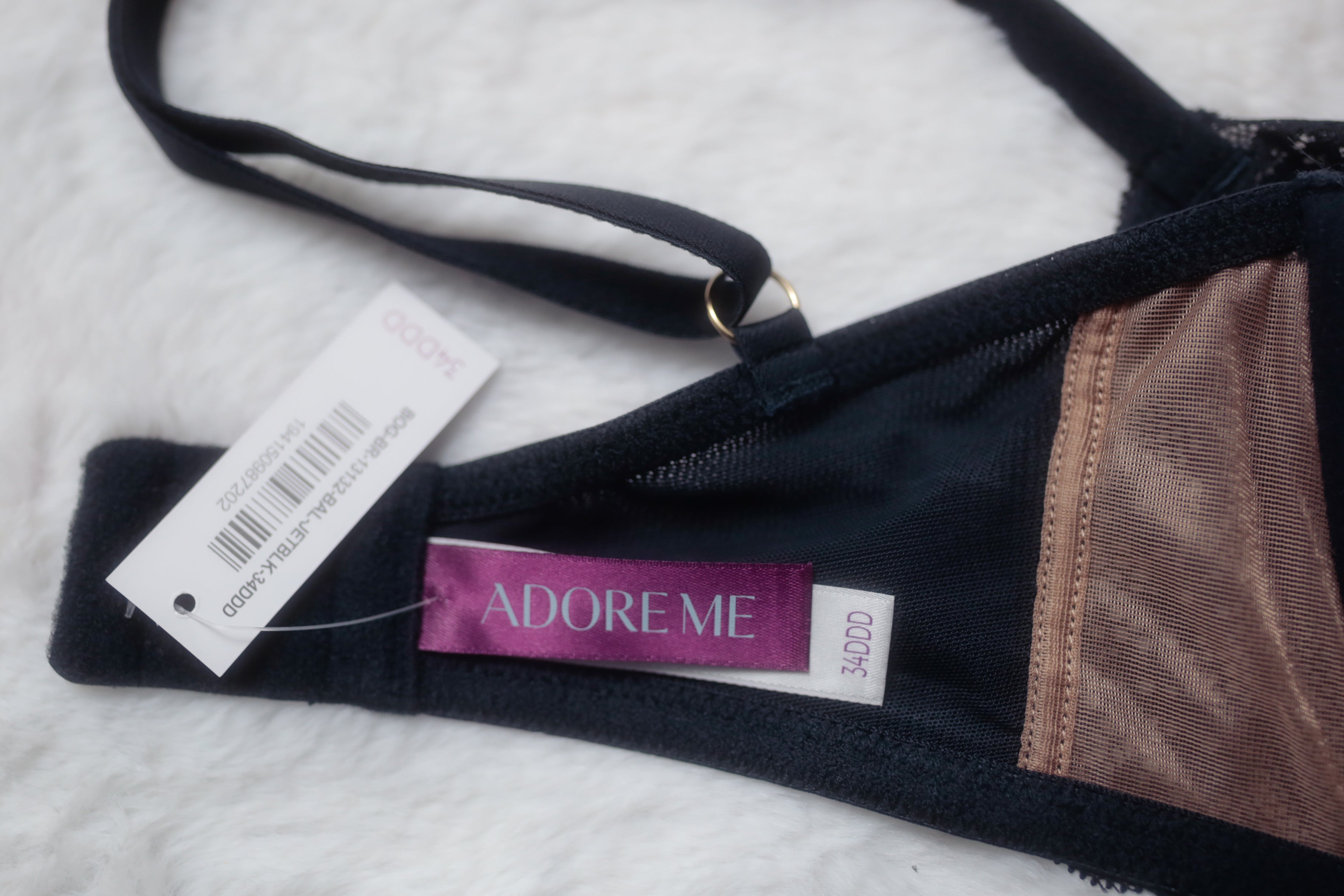 Adore Me 34DDD Melrose Unlined Balconette Sheer Underwire Bra Black NEW