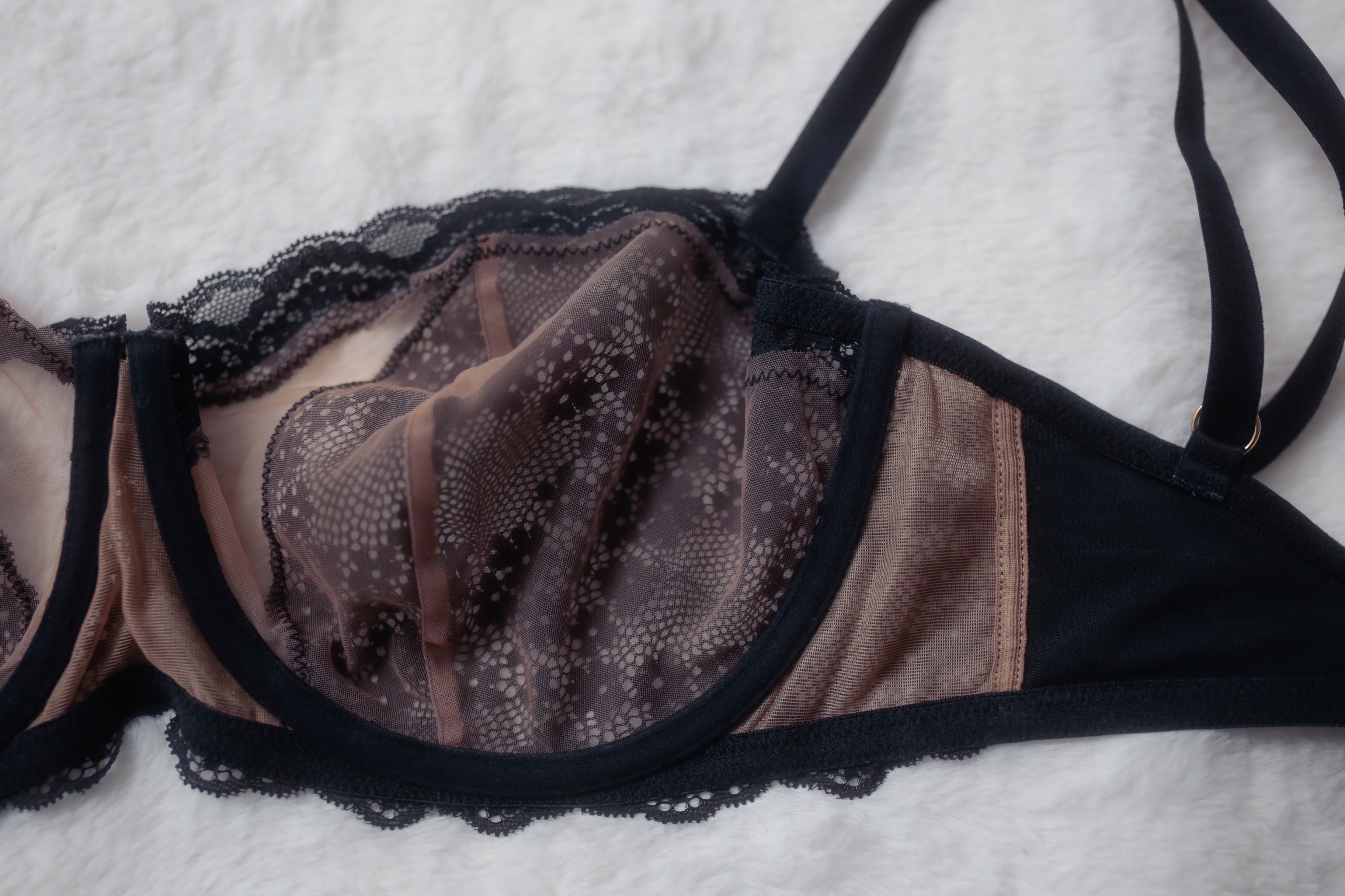 Adore Me 34DDD Melrose Unlined Balconette Sheer Underwire Bra Black NEW