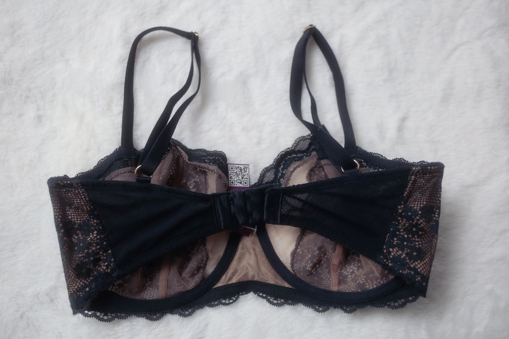 Adore Me 34DDD Melrose Unlined Balconette Sheer Underwire Bra Black NEW