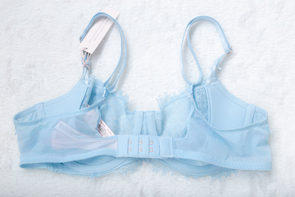 Victoria's Secret Dream Angels Push-up Unpadded Unlined Lace Demi Bra Blue 36B NEW