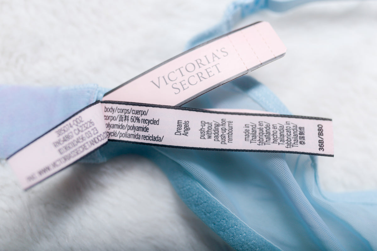 Victoria's Secret Dream Angels Push-up Unpadded Unlined Lace Demi Bra Blue 36B NEW