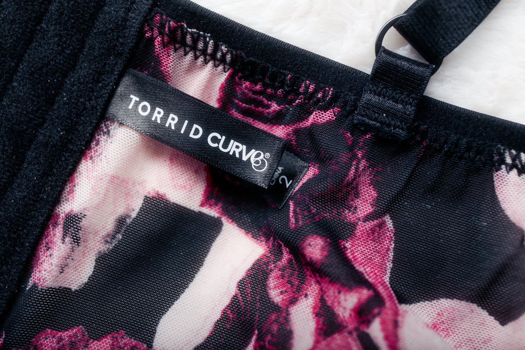 Torrid Curve 2 Longline Underwire Bra Floral Pink and Black