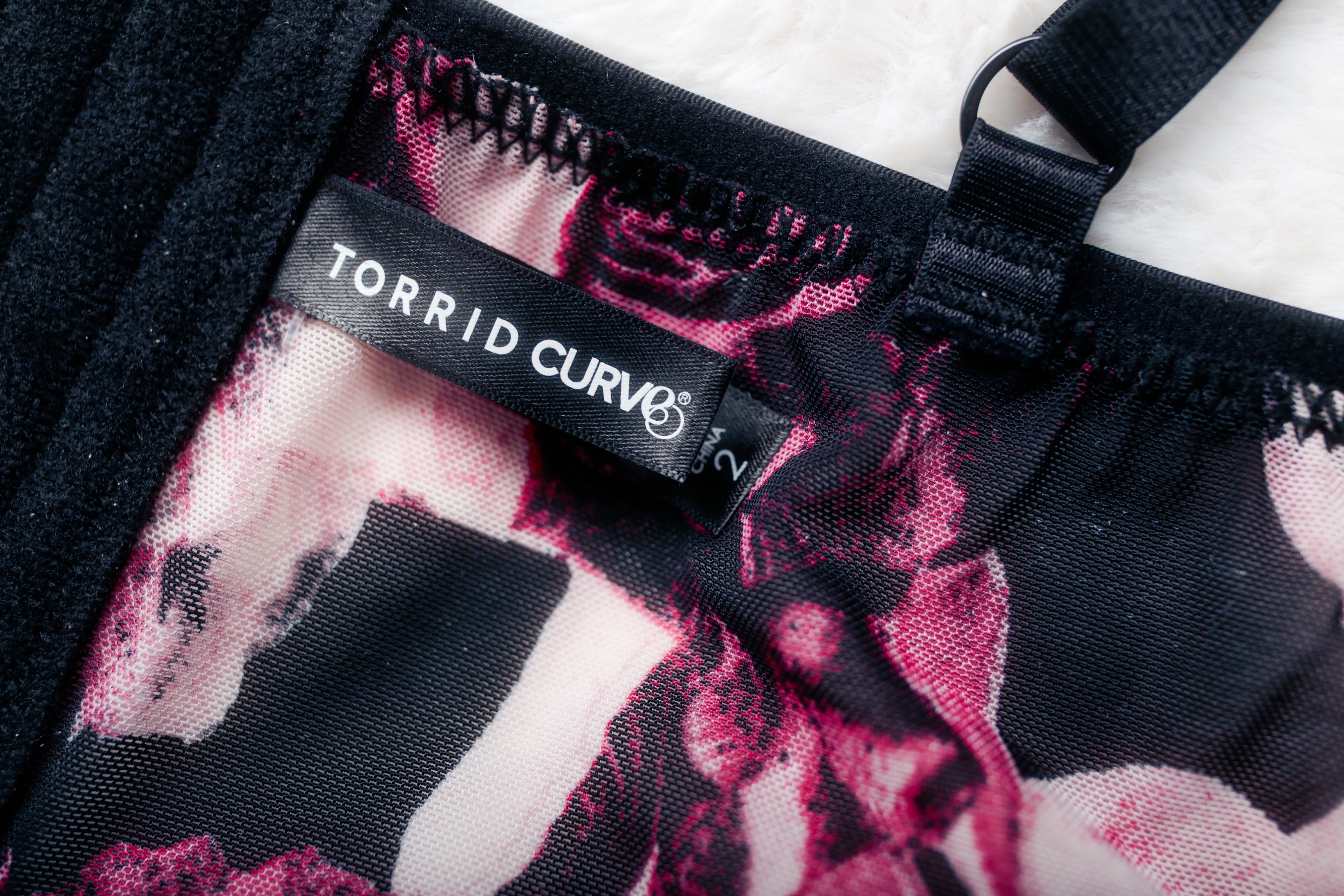 Torrid Curve 2 Longline Underwire Bra Floral Pink and Black