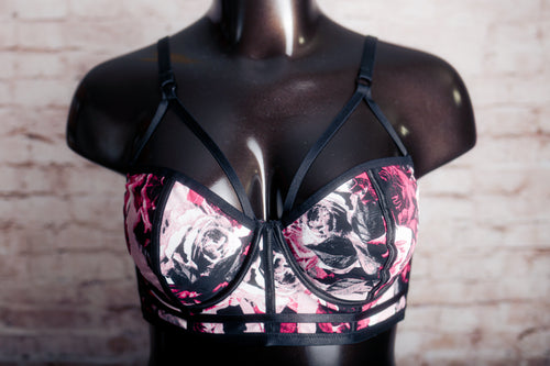 Torrid Curve 2 Floral Strappy Cage Underwire Longline Bra