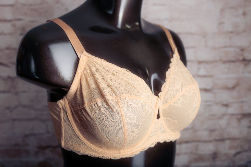 Calvin Klein 40DD Unlined Semi-sheer Lace Underwire Bra Beige