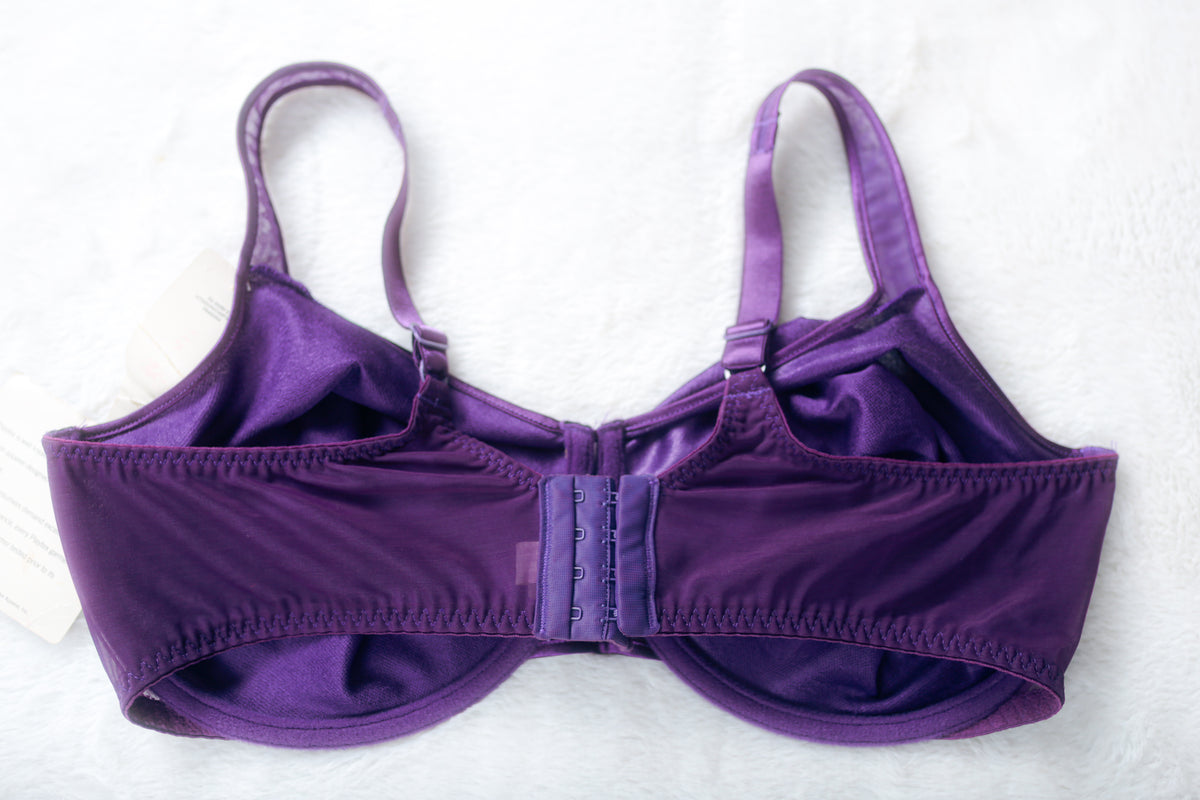 Playtex Body Language 4304 Vintage Unlined Satin Underwire Full Coverage Bra Purple 44DD NEW
