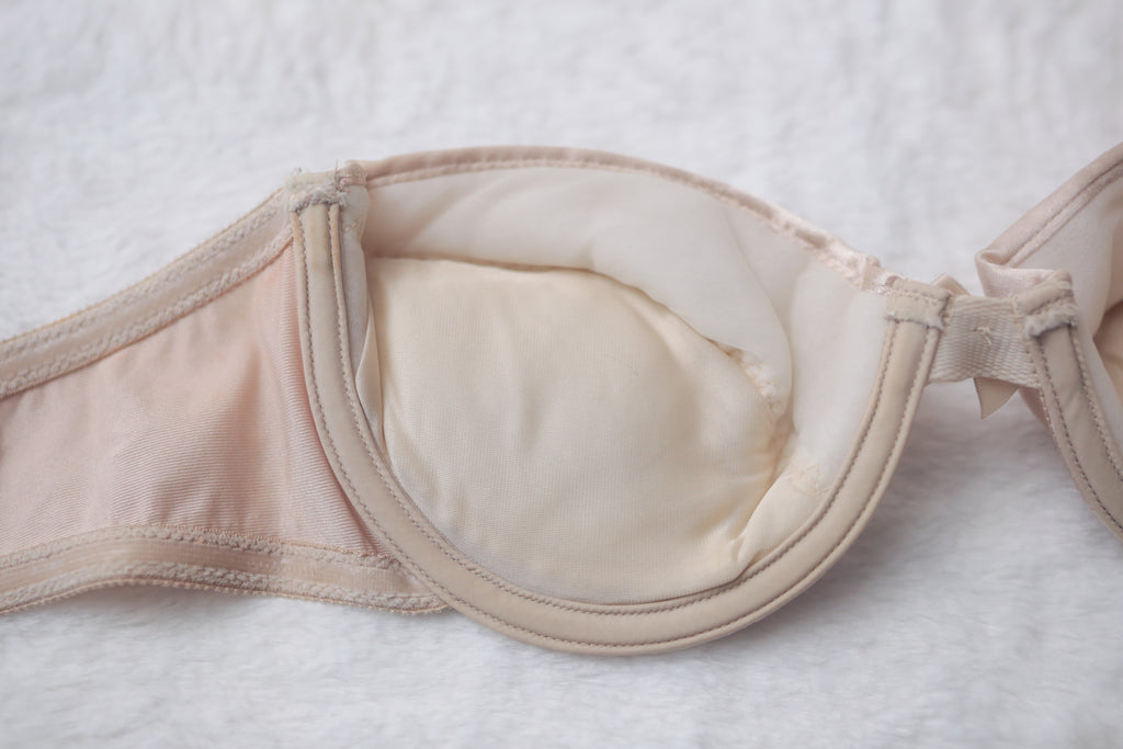 Victoria's Secret 36B 90s Vintage Strapless Demi Push-up Bra Nude Satin
