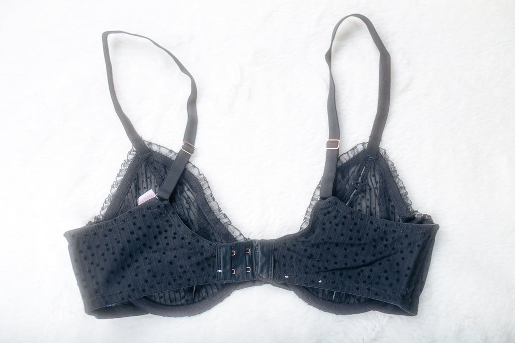 Savage X Fenty 34D Unlined Lace Open-cup Peek-a-boo Black Lace Sexy Bra