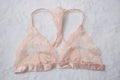 Pink Sheer Lace Sexy Racerback Bralette: Medium