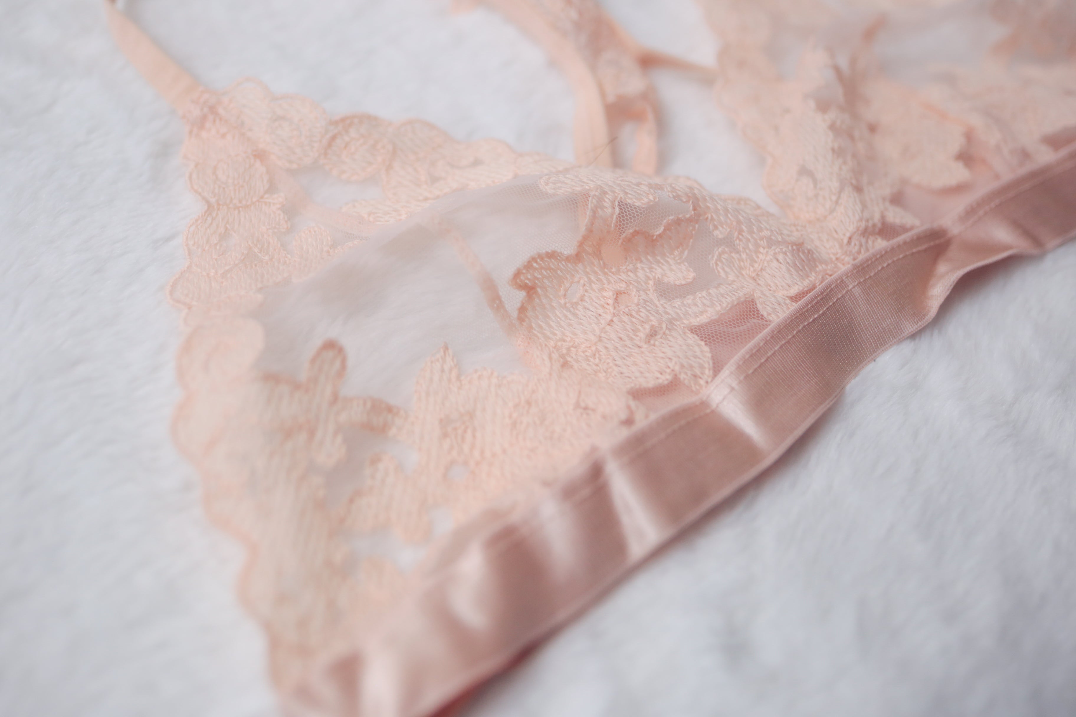 Pink Sheer Lace Sexy Racerback Bralette: Medium