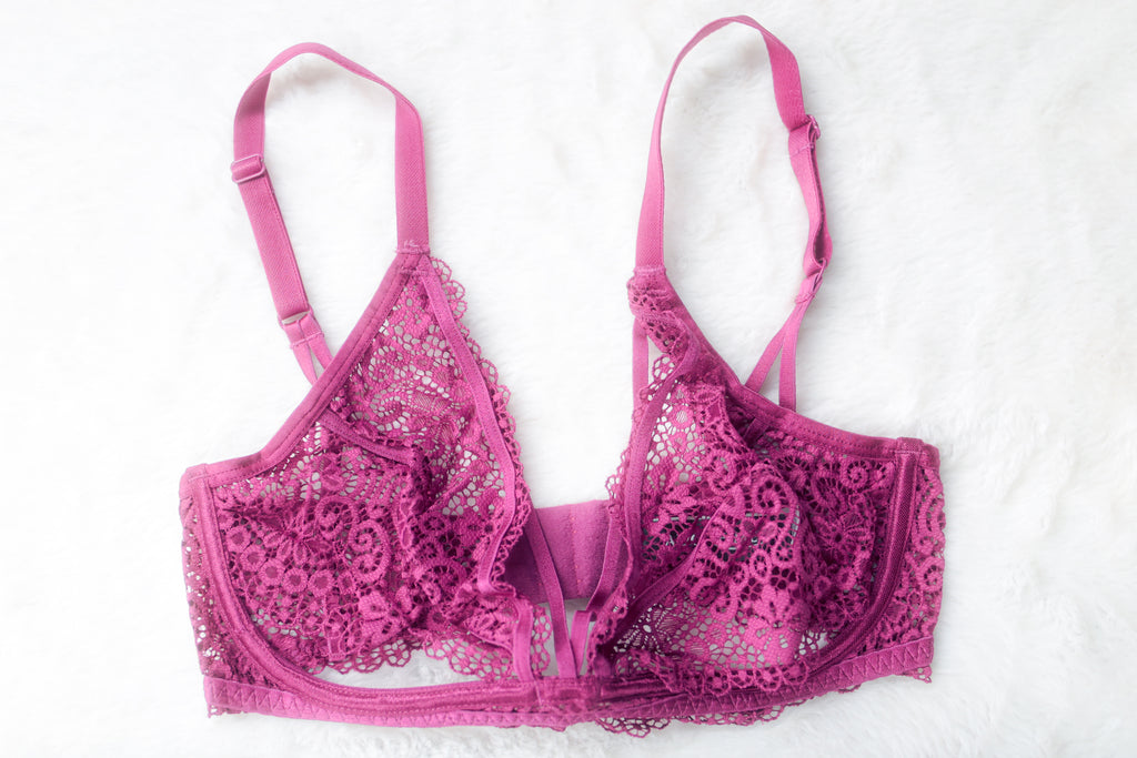 Adore Me 32DD Unlined Lace Peek-a-boo Bra Purple