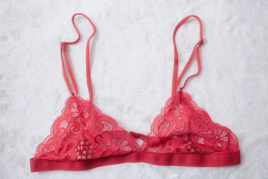 Milana Design 30B Bralette Handmade Unlined Red Lace
