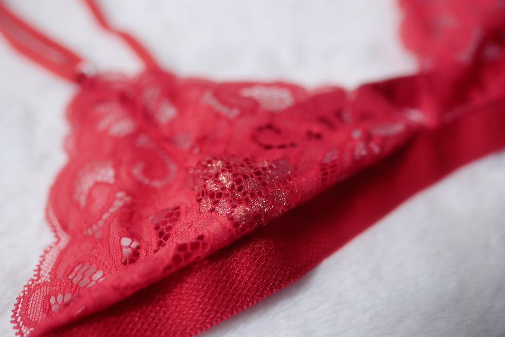 Milana Design 30B Bralette Handmade Unlined Red Lace